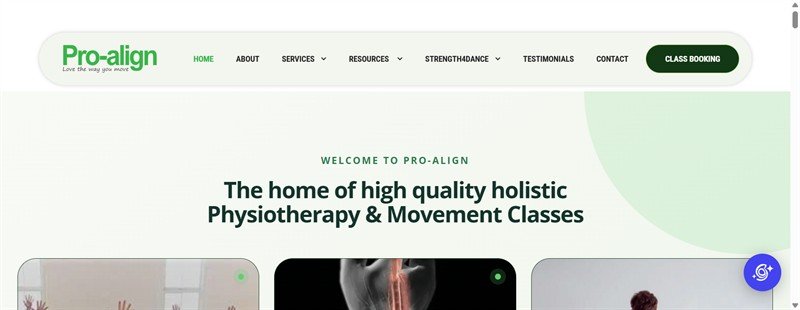 Pro-Align Physio & Rehab Website Homepage Mockup Preview